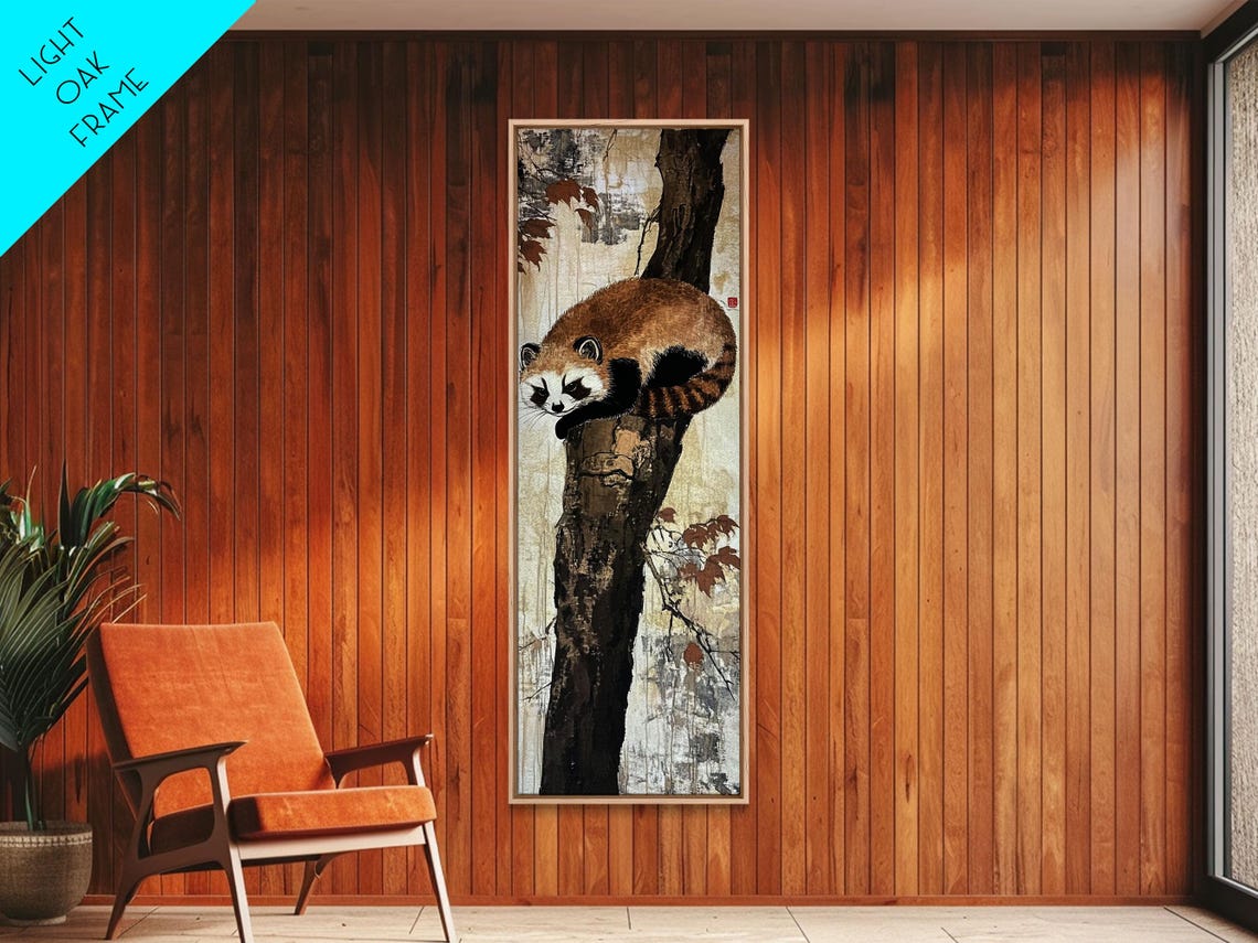 Sleeping Red Panda Tree Branch East Asian Ink Style Cute Animal Poster - Image 6