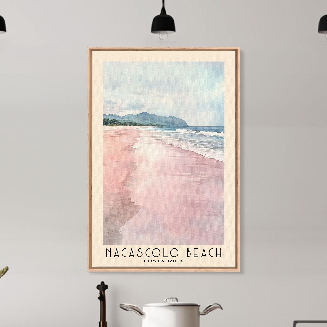 Nacascolo Beach Costa Rica Soft Pink Sand Gentle Surf Green Hills Travel Poster - Image 6