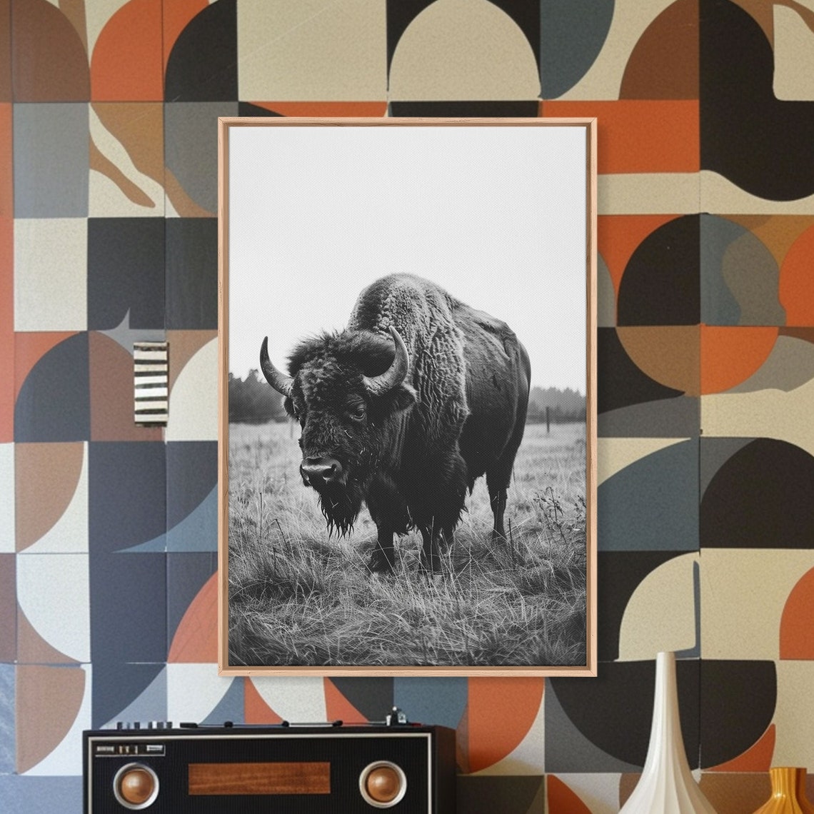 Majestic Bison Black and White Photography Wild Buffalo Art Poster - Image 5