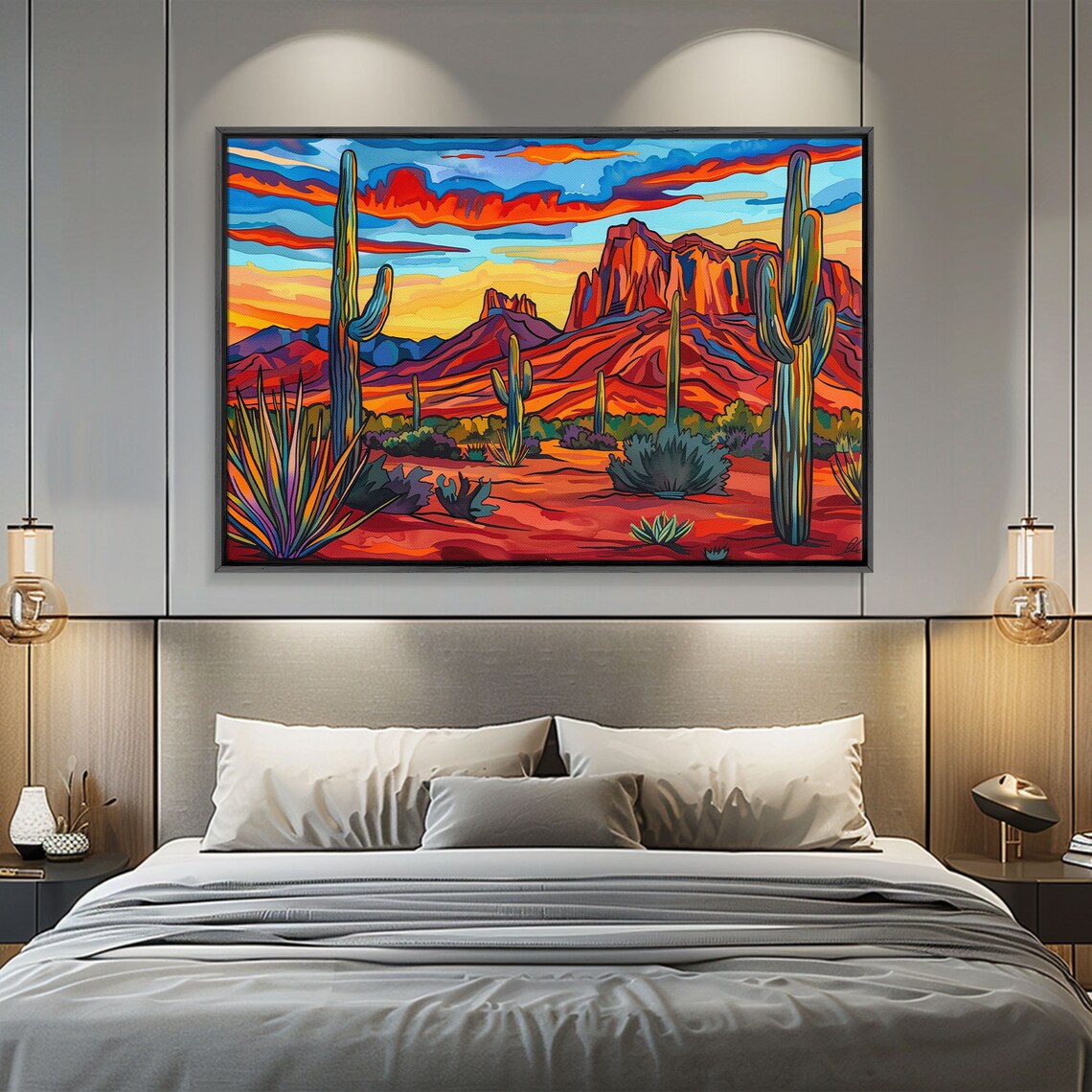 Retro Desert Landscape Art Print, Southwest Arizona - Image 4
