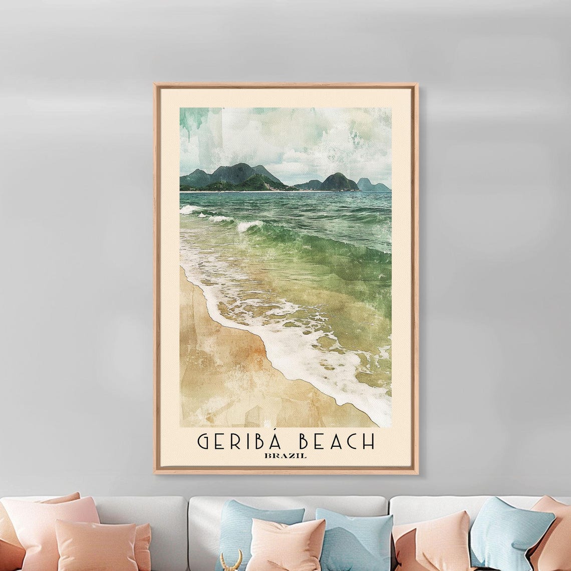 Geriba Beach Brazil Green Surf Rolling Waves Mountain Coast Poster - Image 3