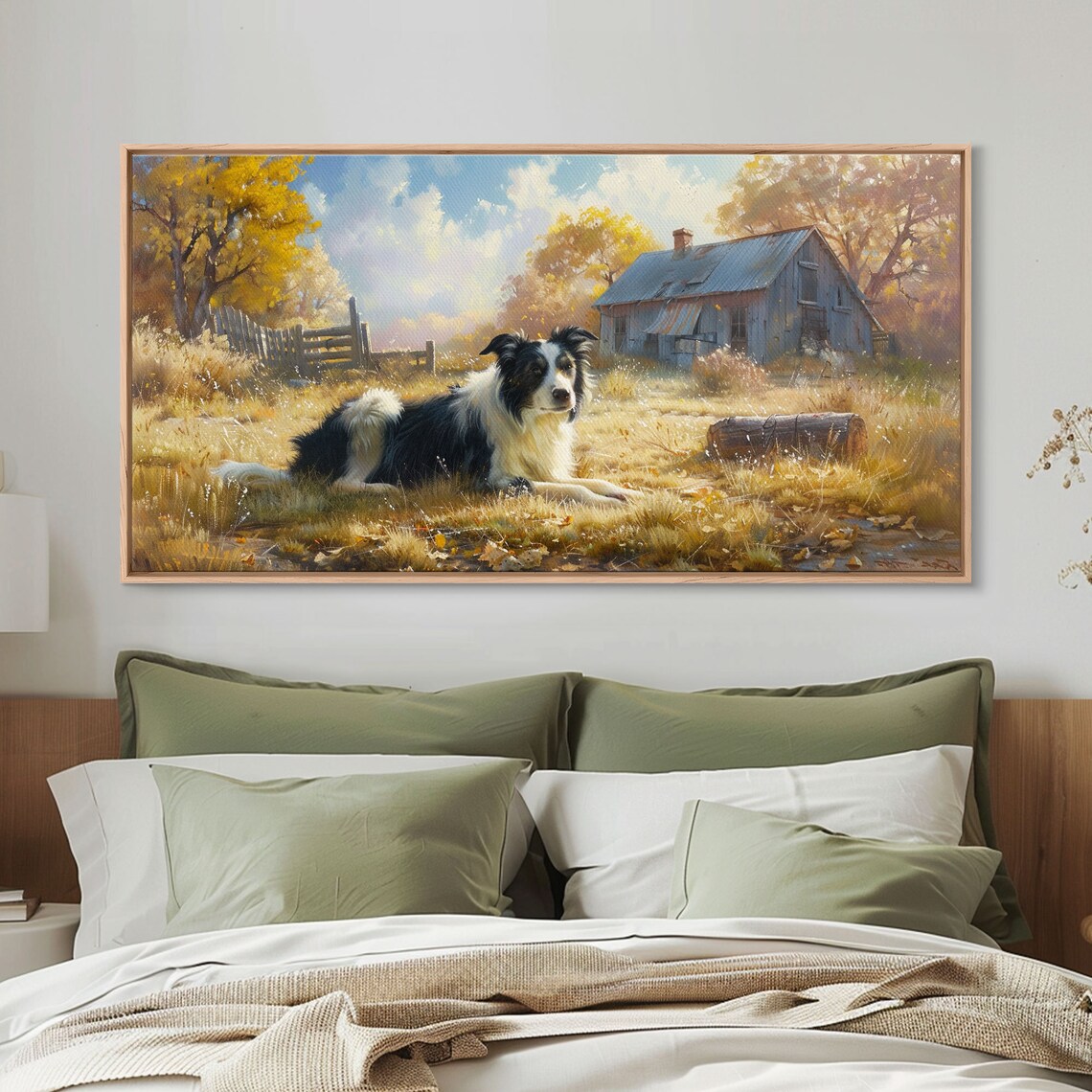 Countryside Painting Sheep Dog Art Farm Animals Farm Art Panoramic Art Wall Art Art Landscape Art Farmhouse Wall Art - Image 4