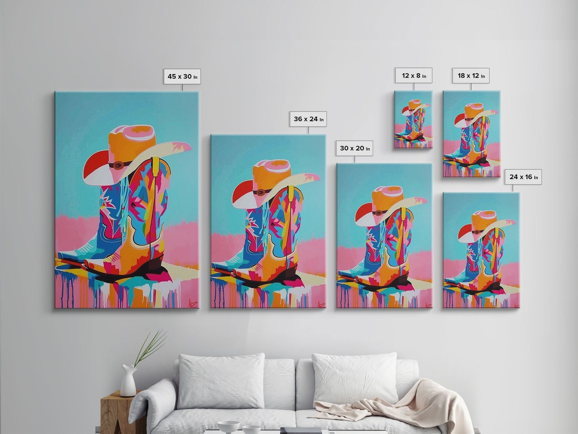 Colorful Cowboy Boots And Hat Pop Art Illustration Wall Poster - Image 2