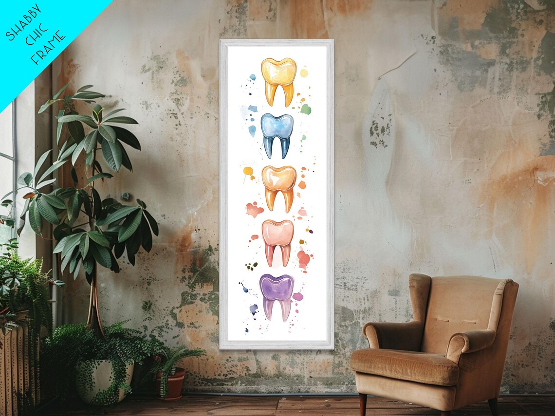 Watercolor Teeth Art Print, Whimsical Dental Decor - Image 4