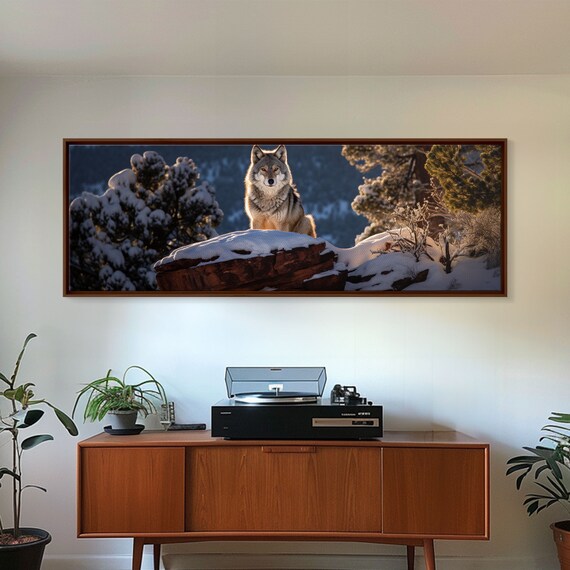 Timber Wolf Snowy Forest Winter Wildlife Photography Panoramic Poster