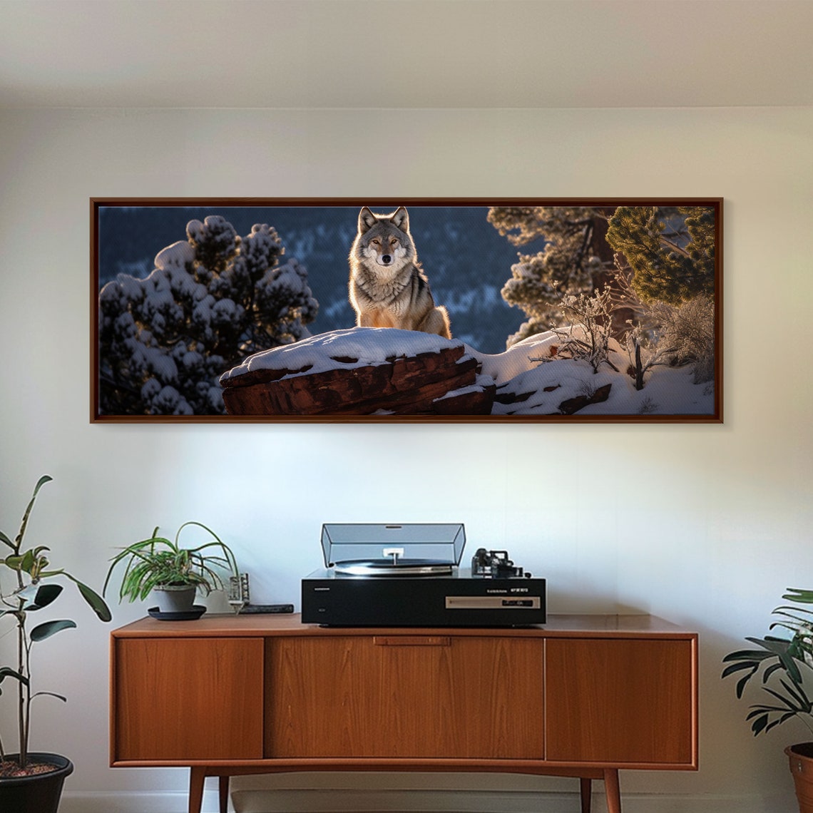Timber Wolf Snowy Forest Winter Wildlife Photography Panoramic Poster