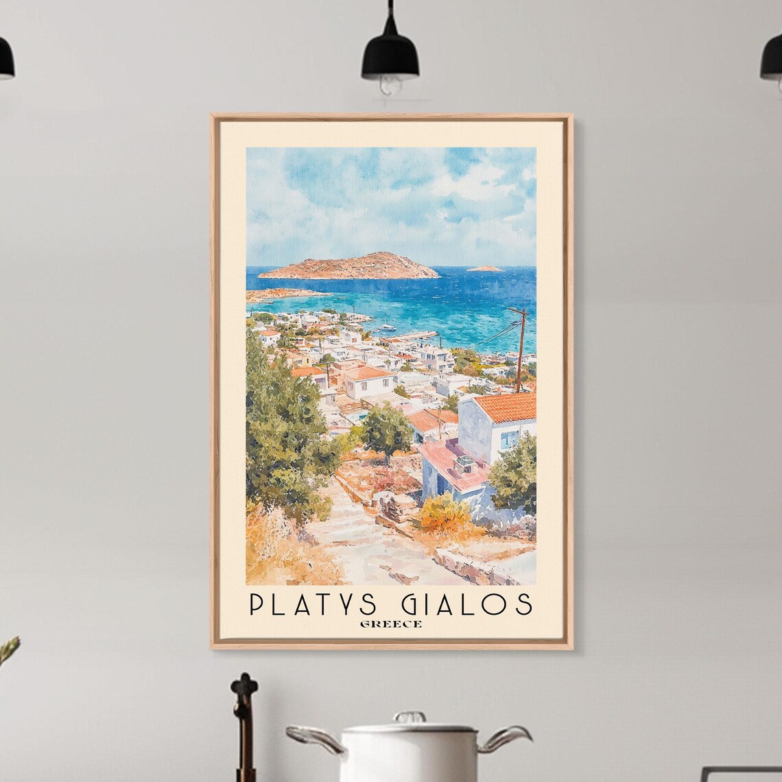 Platys Gialos Greece Island Town White Houses Aegean Sea View Travel Poster - Image 6