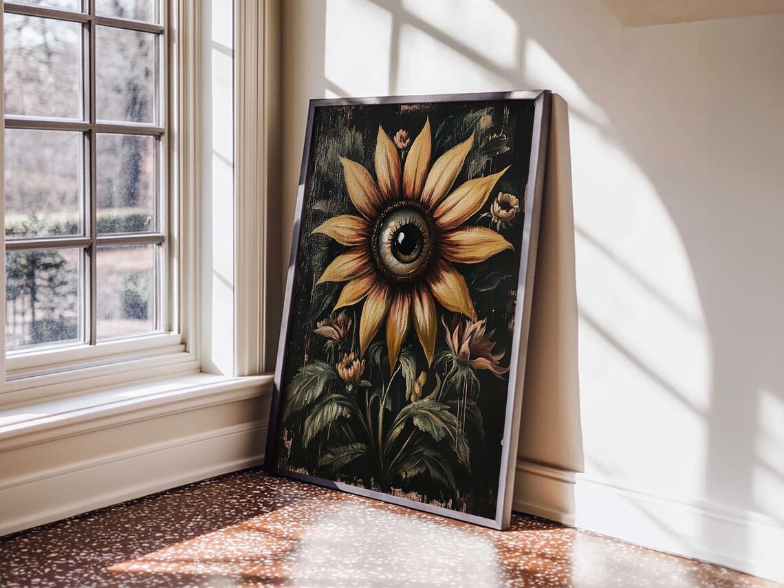 Cyclops Sunflower Halloween Dark Academia Art Print - Image 5