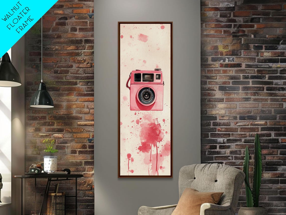 Pink Retro Instant Camera Watercolor Paint Splash Photography Wall Art - Image 6