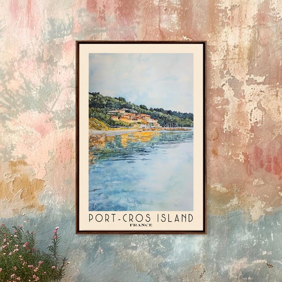 Port Cros Island France Watercolor Beach Print Vacation Gift France Wall Art Beach Painting Beach Decor Beach Painting