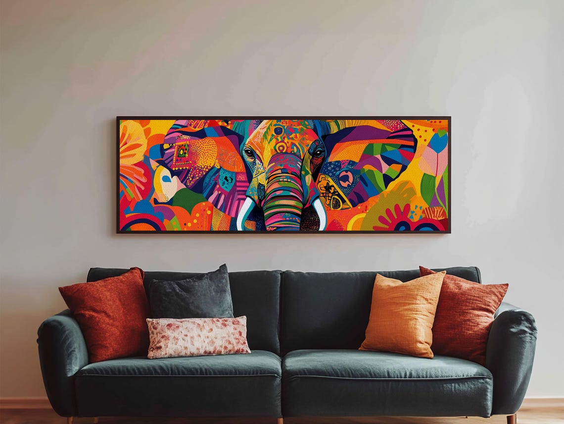 Colorful Abstract Elephant Head Mosaic Rainbow Vibrant Animal Poster - Image 2