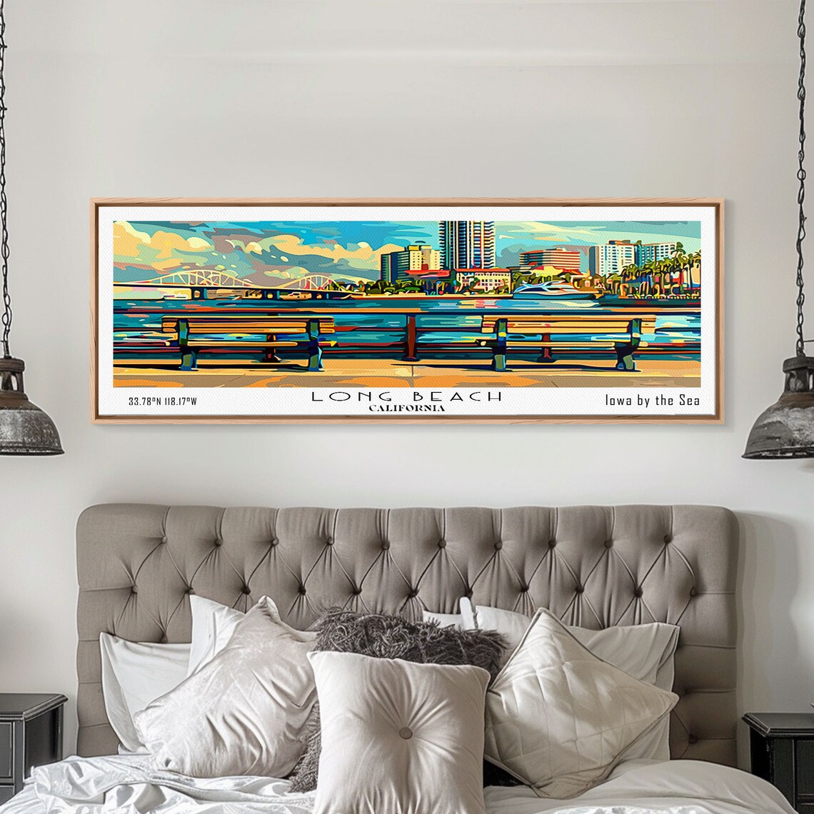 Long Beach California Retro Style Travel Poster