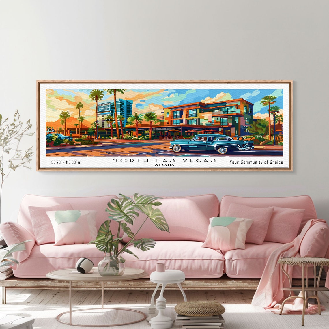 North Las Vegas Nevada Panoramic Mid Century Resort Classic Car Poster - Image 6