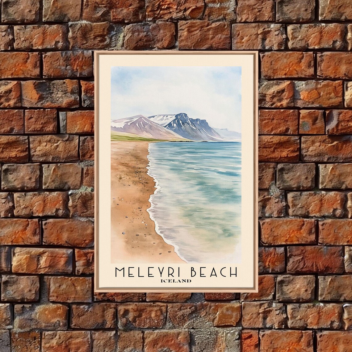 Meleyri Beach Iceland Watercolor Travel Poster - Image 4