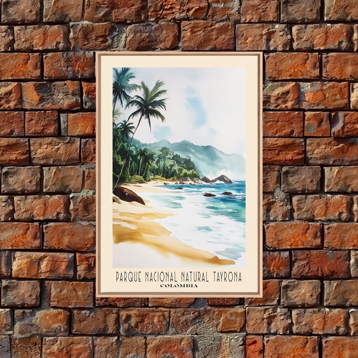 Parque Nacional Natural Tayrona Colombia Palm Beach Jungle Mountain Travel Poster - Image 4