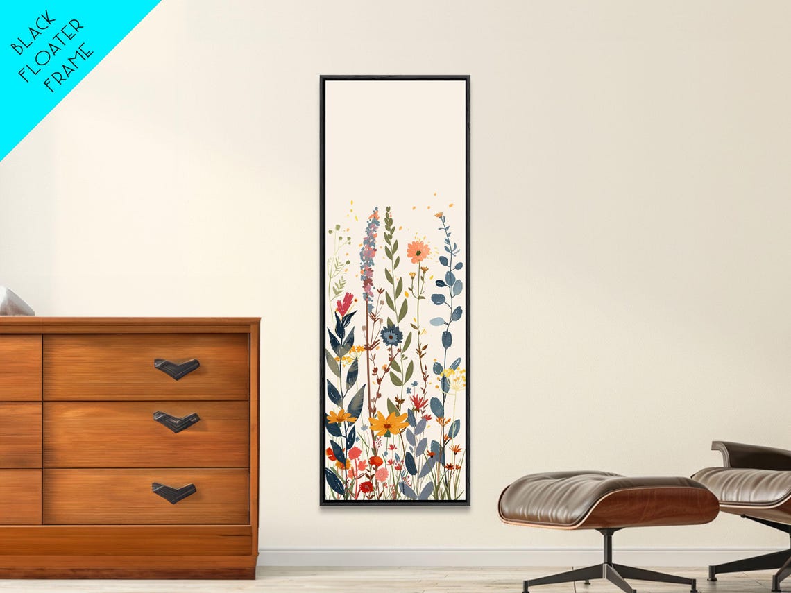 Colorful Wildflower Arrangement Light Cream Background Tall Poster - Image 5