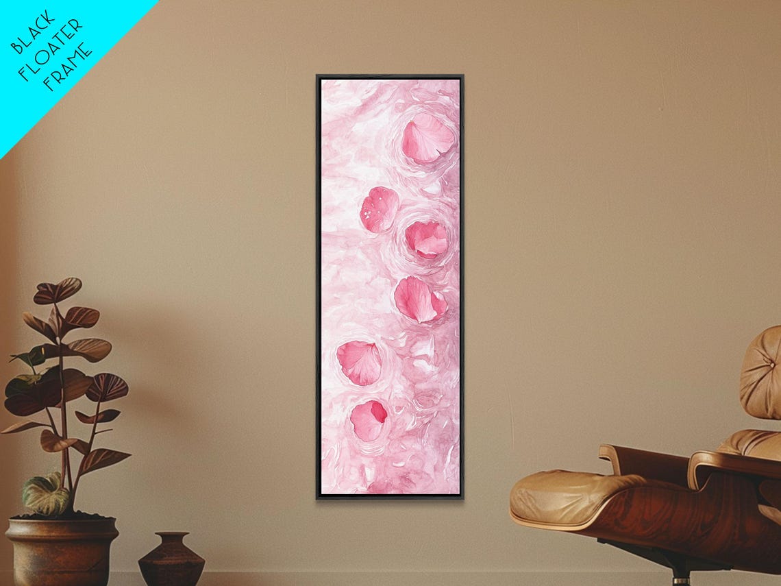 Floating Rose Petals In Water Pink Botanical Whimsical Wall Art - Image 3