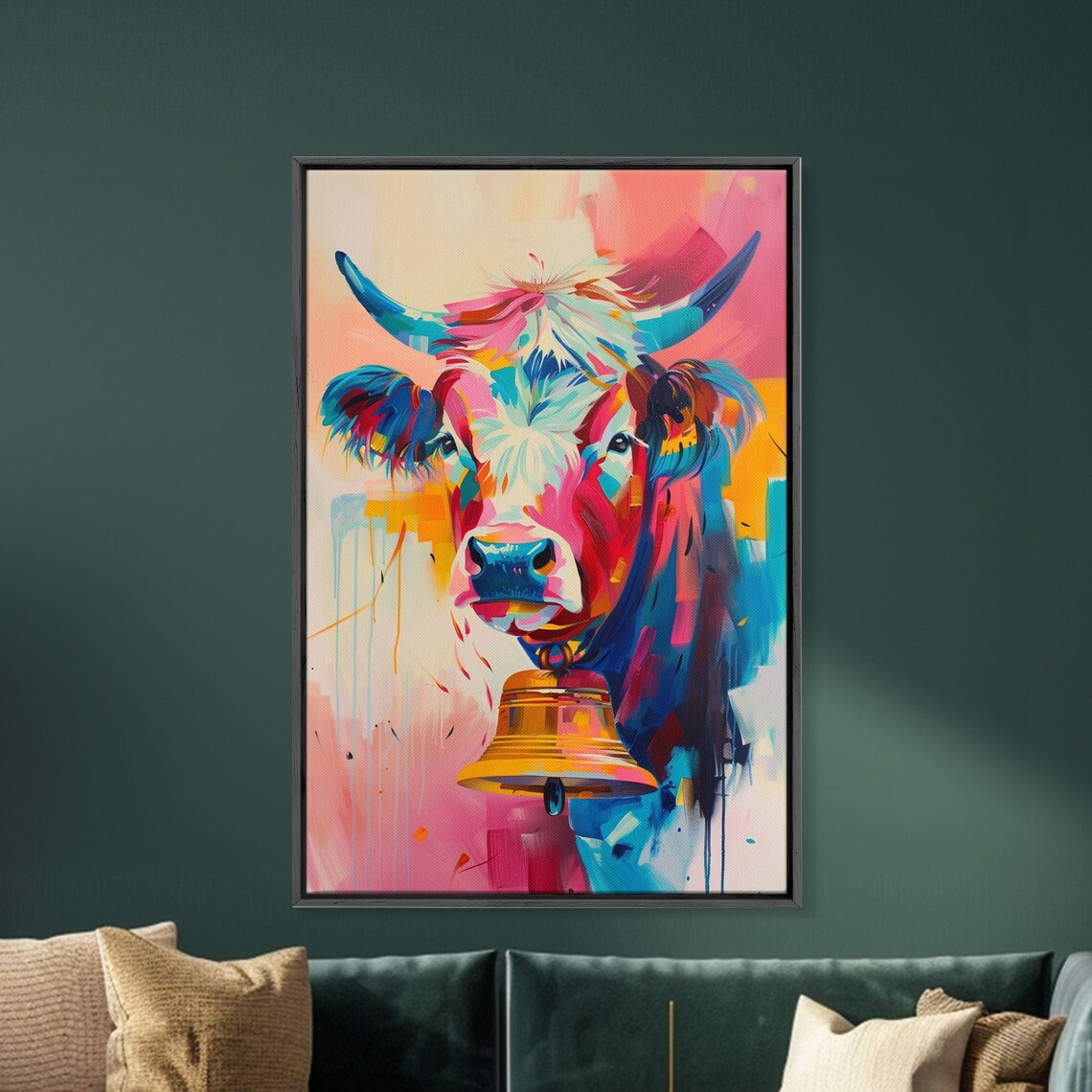 Colorful Highland Cow Bell Vibrant Pop Art Farm Animal Wall Poster - Image 4