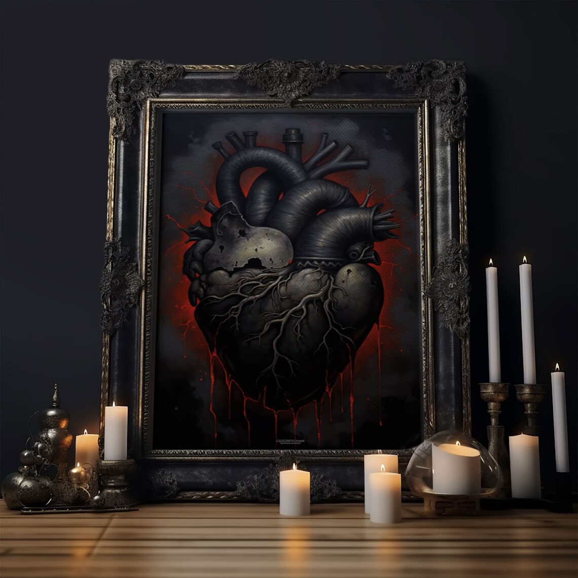 Dark Heart Macabre Halloween Goth Decor Poster