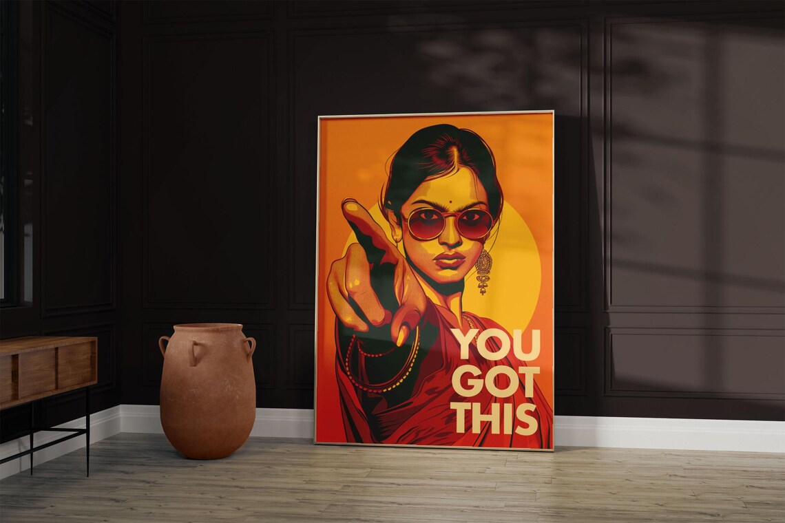 Desi Pop Art Feminist Woman Saree Art Print