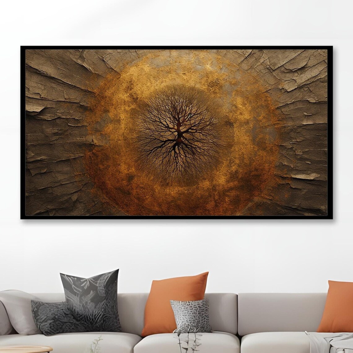 Abstract Golden Tree Of Life, Modern Painting