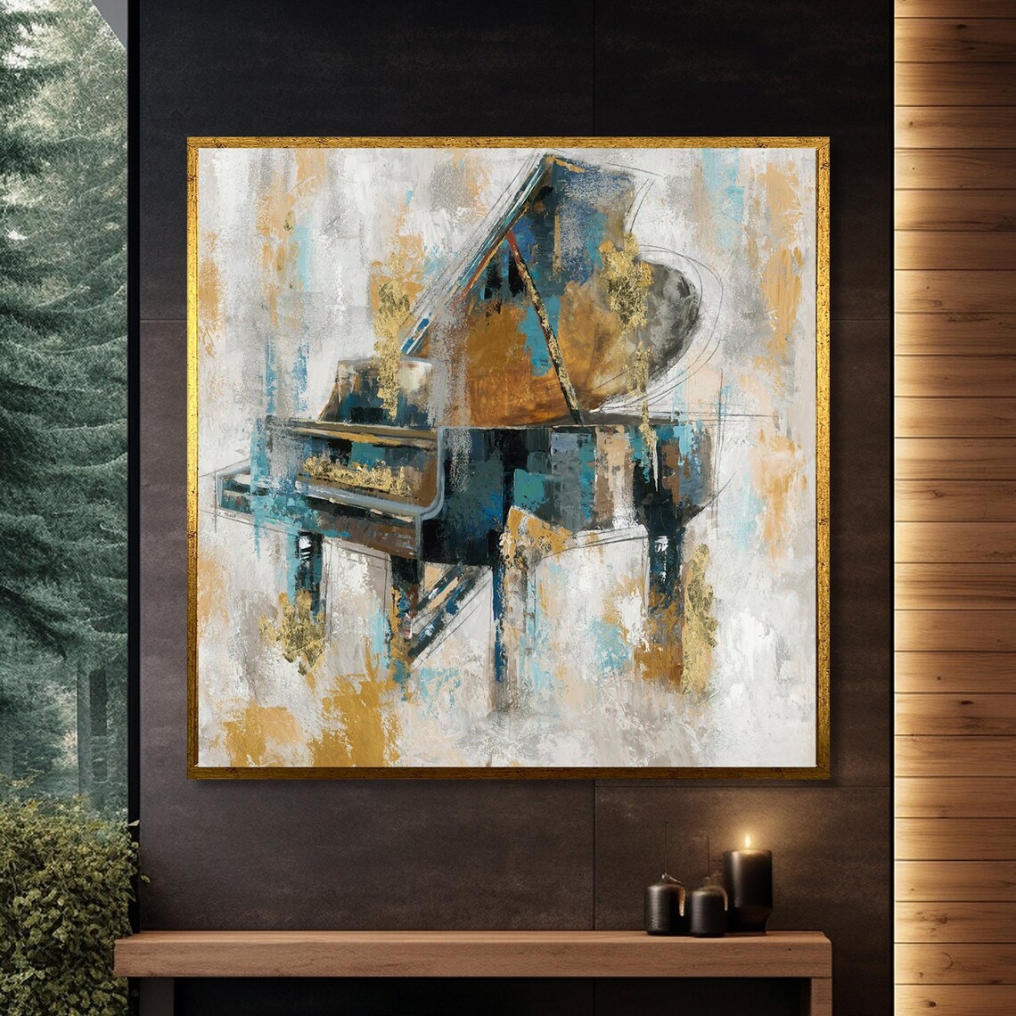 Abstract Piano Painting, Modern Musician Decor