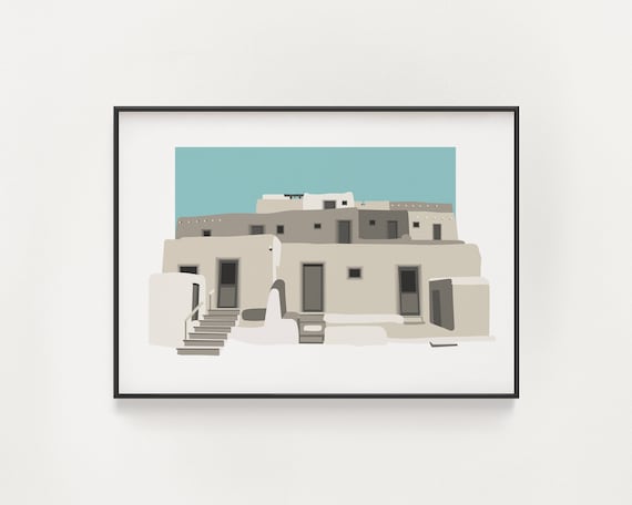 Taos Pueblo Adobe Architecture, New Mexico Travel Poster