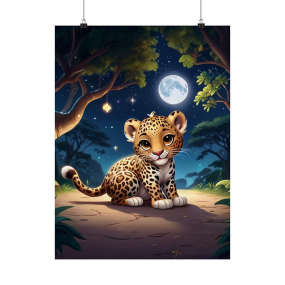 Leopard Whimsical Art Print, Nursery Jungle Theme