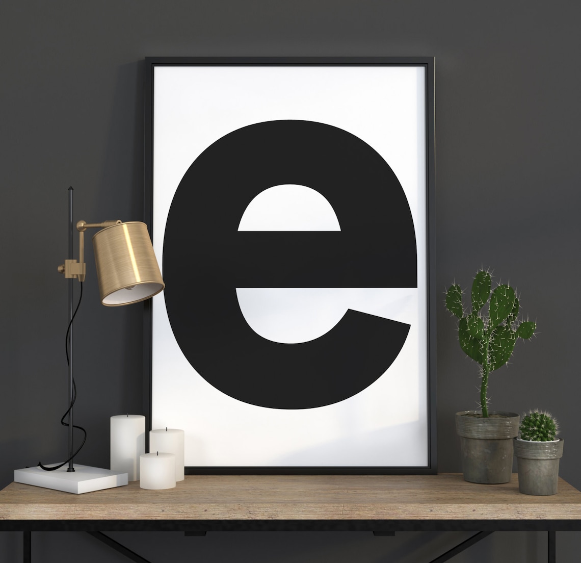 E Letter Scandinavian Poster, Initial Wall Art