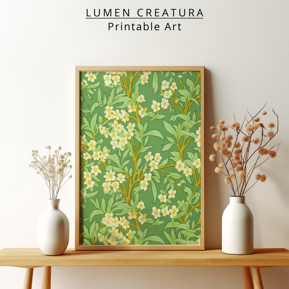 Vintage Floral Pattern Art Print, Botanical Tapestry - Image 2