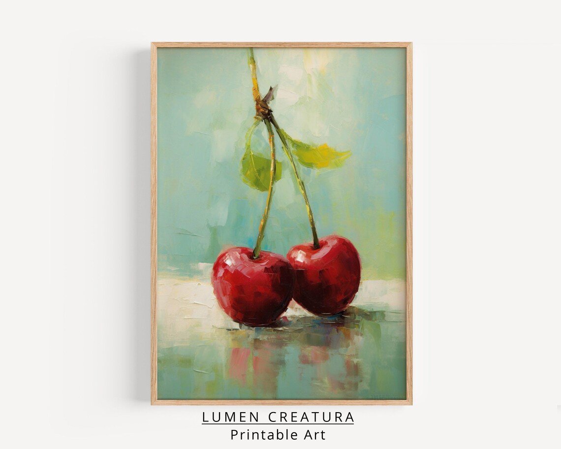 Cute Cherry Valentines Day, Romantic Decor Art Print