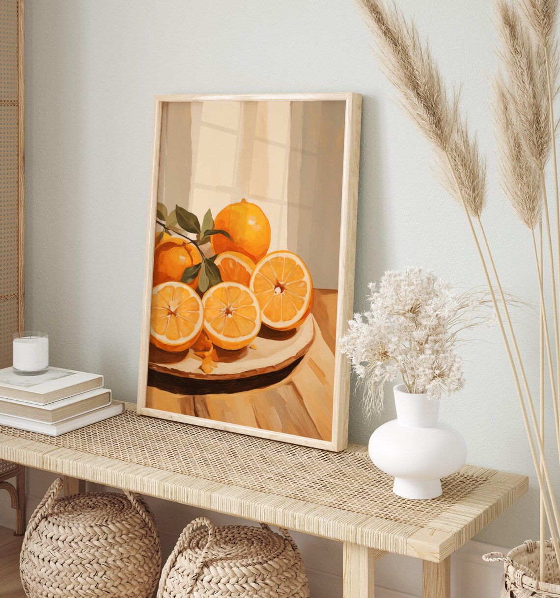 Orange Art Decor, Vintage French Countryside - Image 3