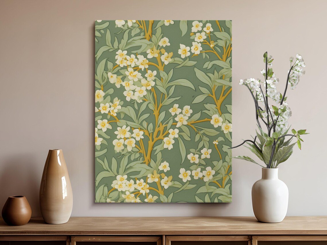 Vintage Floral Pattern Art Print, Botanical Tapestry - Image 3