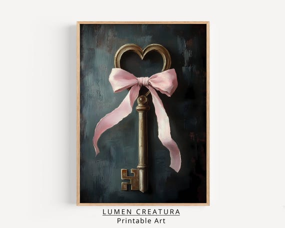 Gold Heart Key Rustic Valentines Day Print Valentines Day Wall Art Moody Valentines Prints