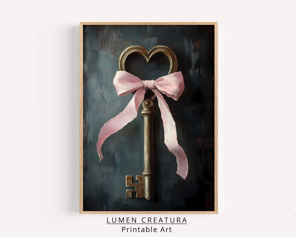 Gold Heart Key Rustic Valentines Day Print Valentines Day Wall Art Moody Valentines Prints