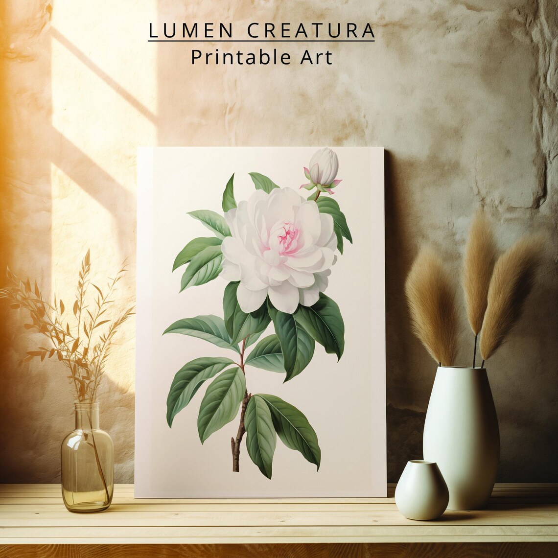 Vintage Camellia Bloom Art Print, Antique Botanical - Image 3