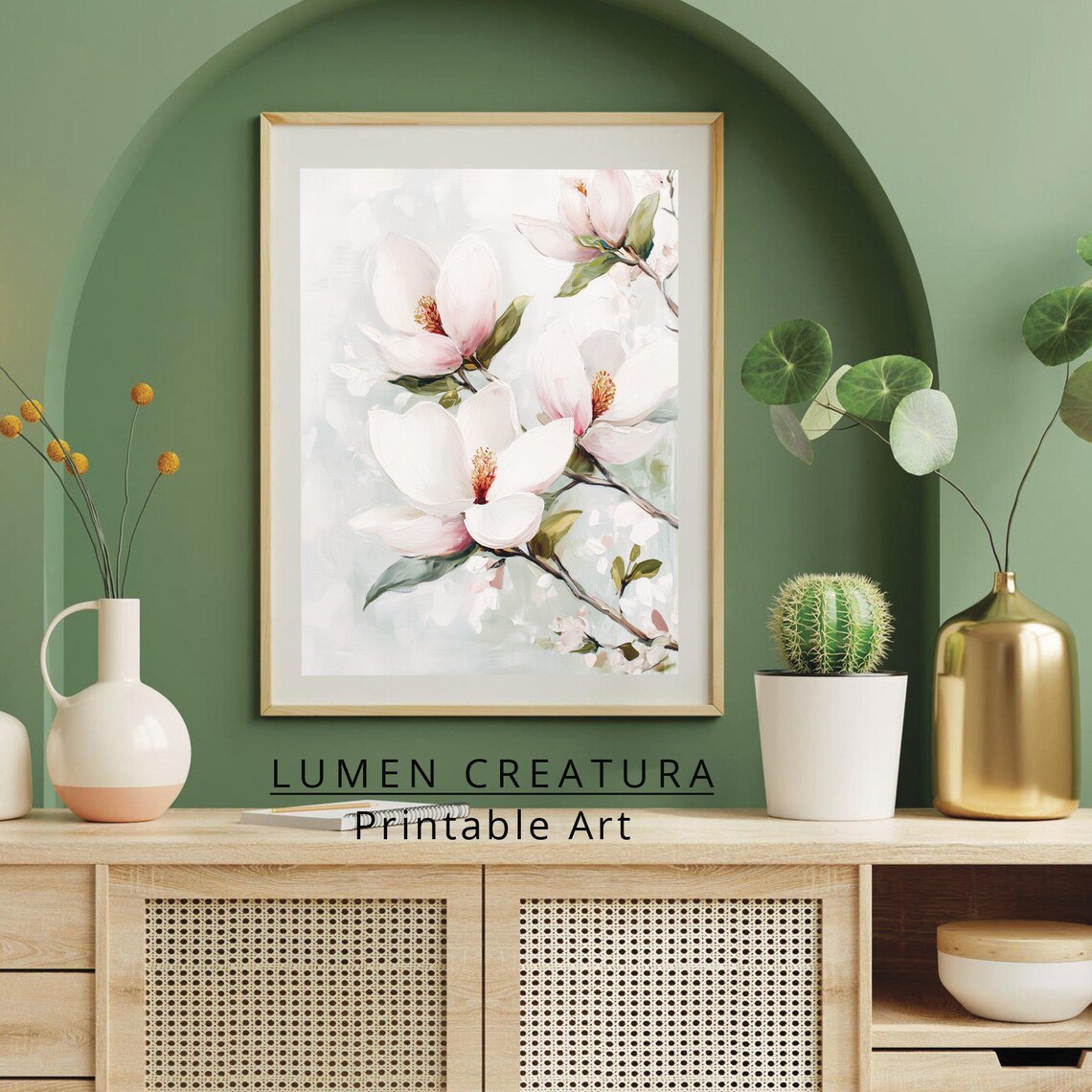 Magnolias Flower, Muted Vintage Botanical Art - Image 3