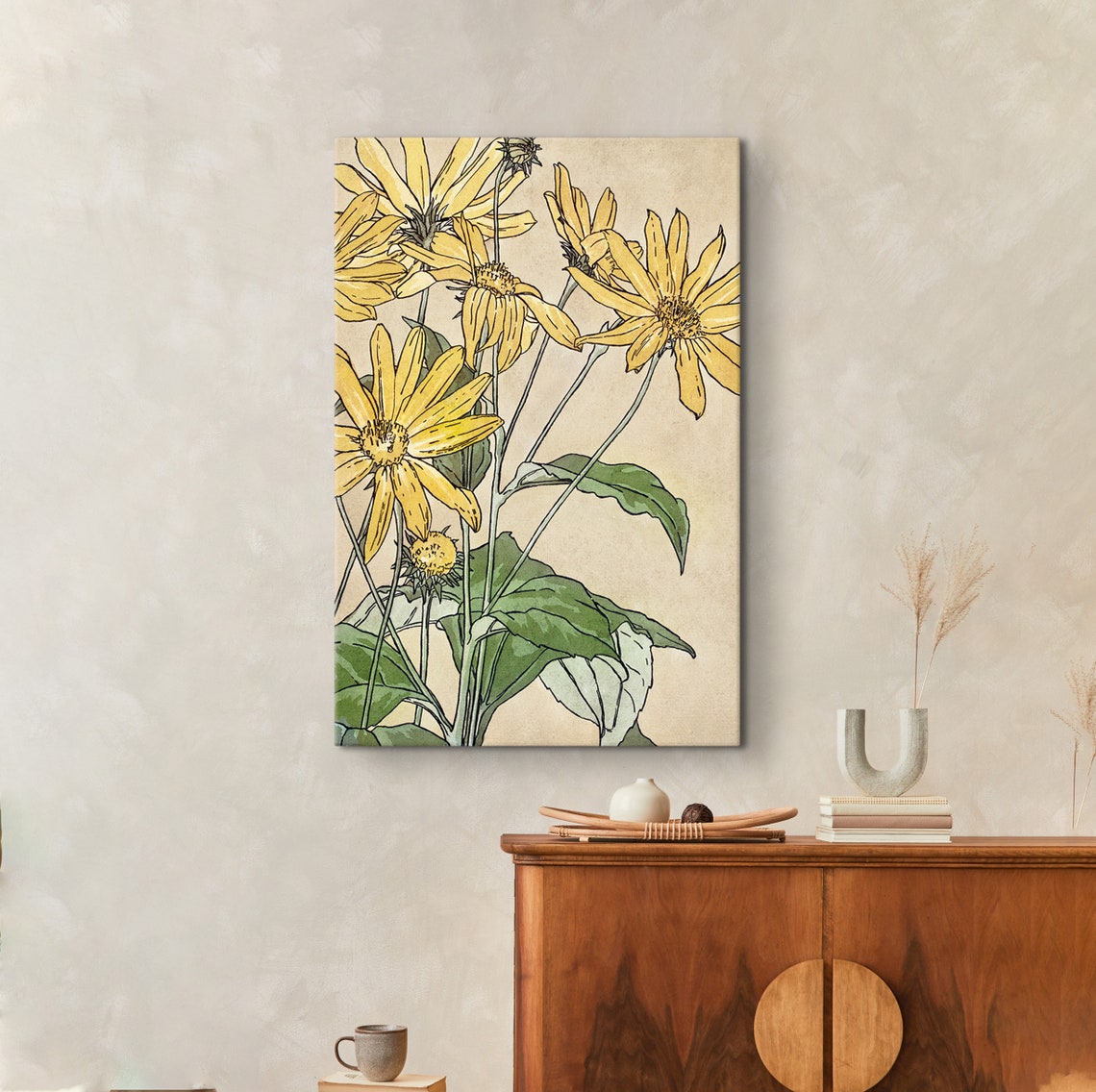 Vintage Yellow Sunflower Botanical Illustration Wildflower Poster - Image 4