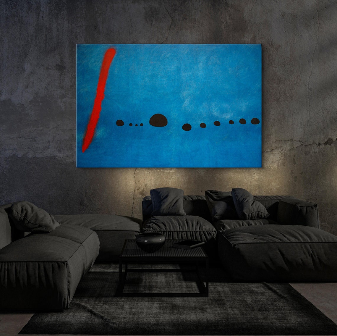 Joan Miro Blue II Red Stroke Minimalist Abstract Blue Art Poster - Image 5