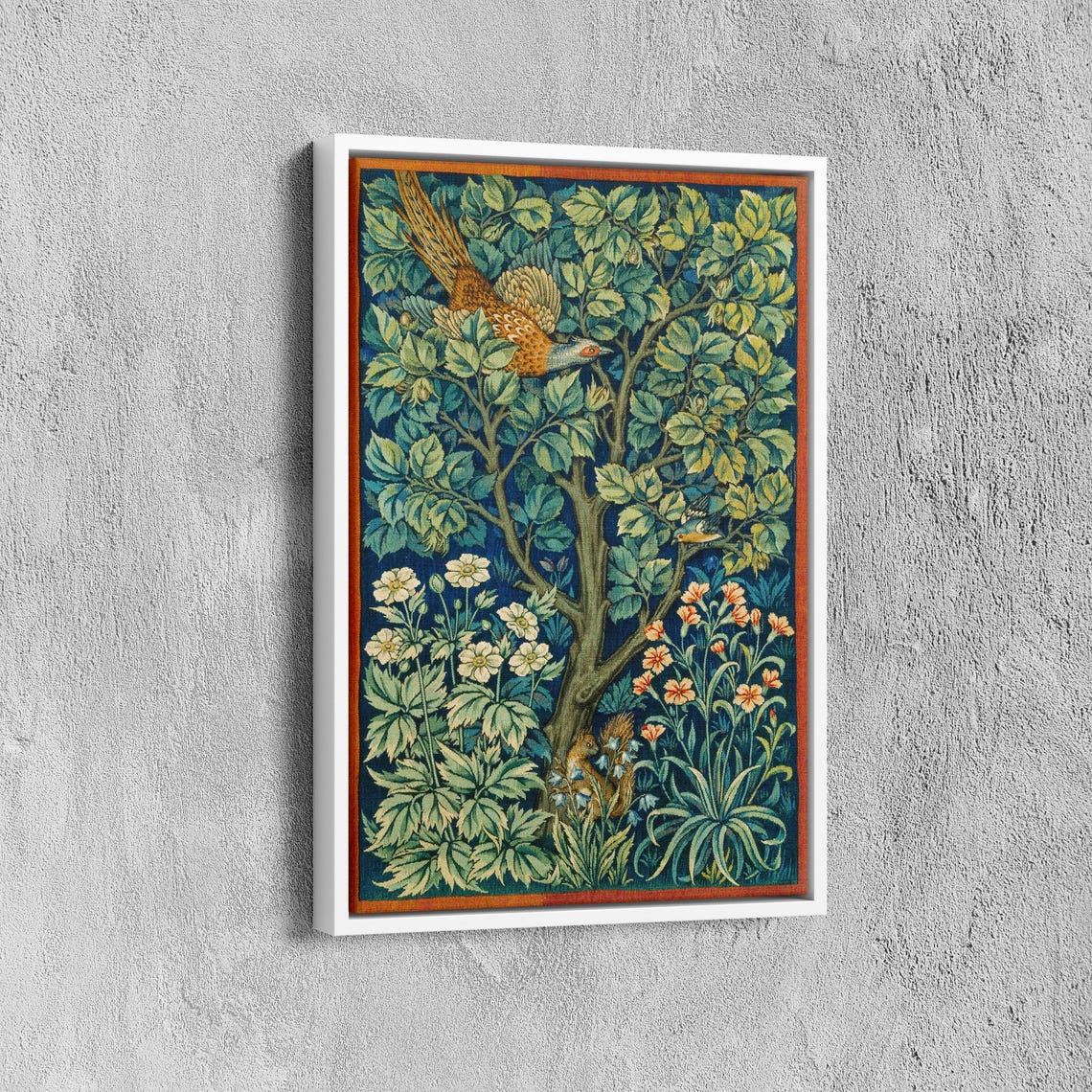 William Morris Woodpecker Bird in a Flowering Tree Textile Poster - Image 6