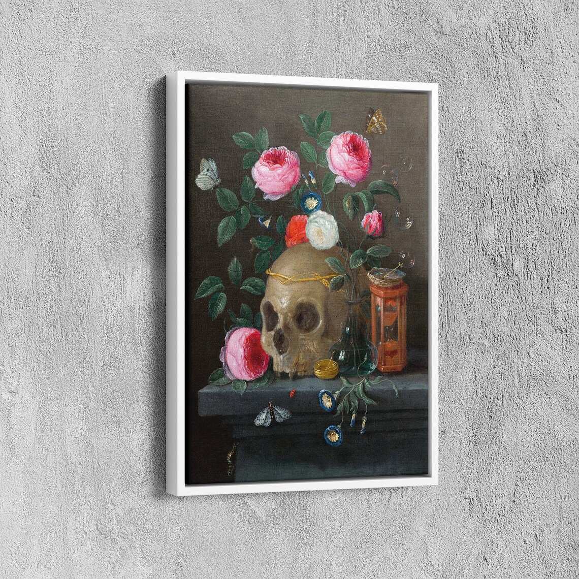 Gothic Skull Vanitas Still Life Crowned With Roses Classic Poster - Image 6