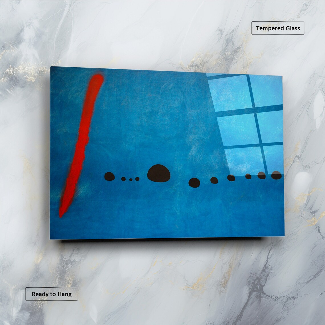 Joan Miro Blue II Red Stroke Minimalist Abstract Blue Art Poster - Image 2