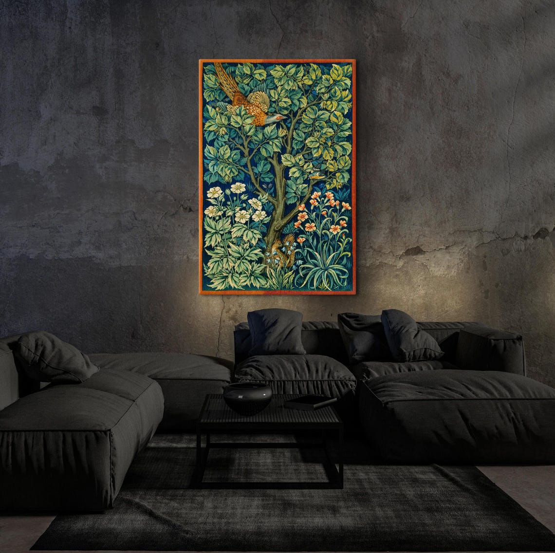 William Morris Woodpecker Bird in a Flowering Tree Textile Poster - Image 5