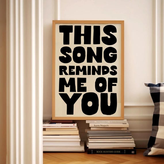 This Song Reminds Me Of You Print Romantic Quote Wall Art Music Lover Gift Cute Typography Poster For Bedroom Decor
