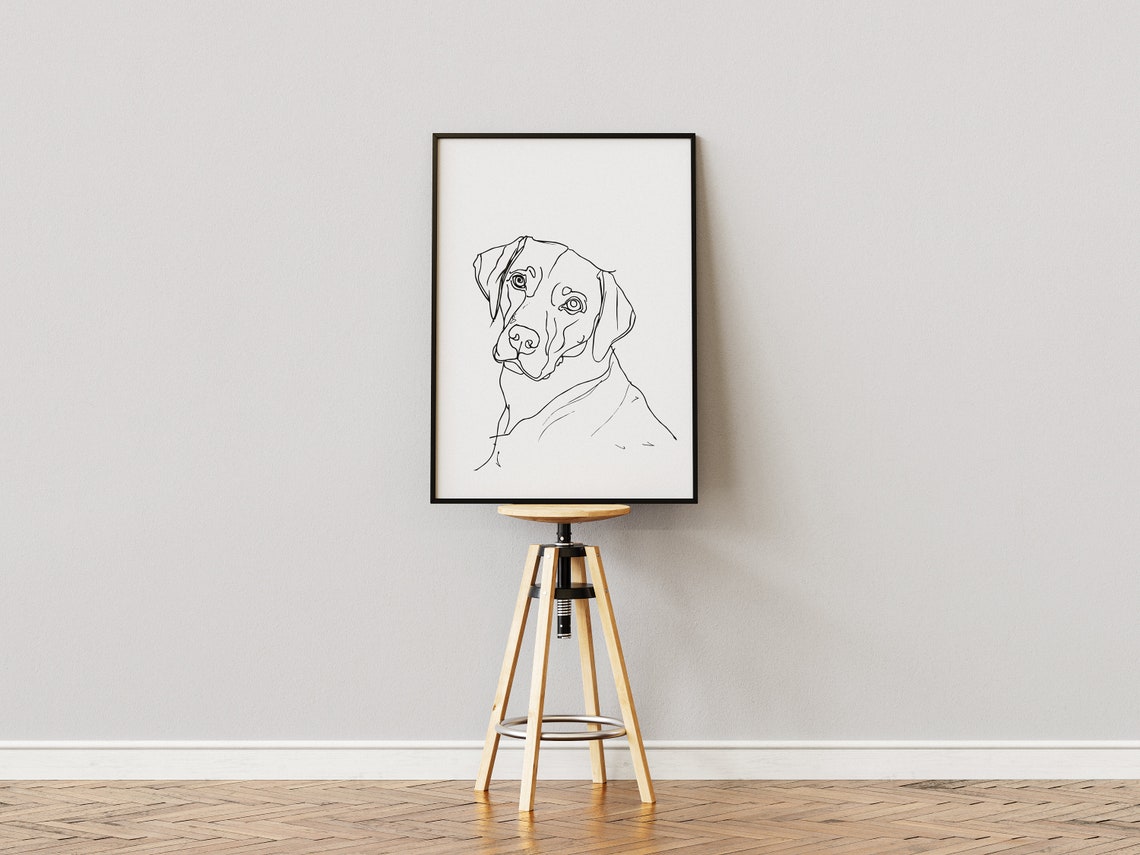 Labrador Head Kind Face Timeless Clean Line Art Portrait Poster - Image 2