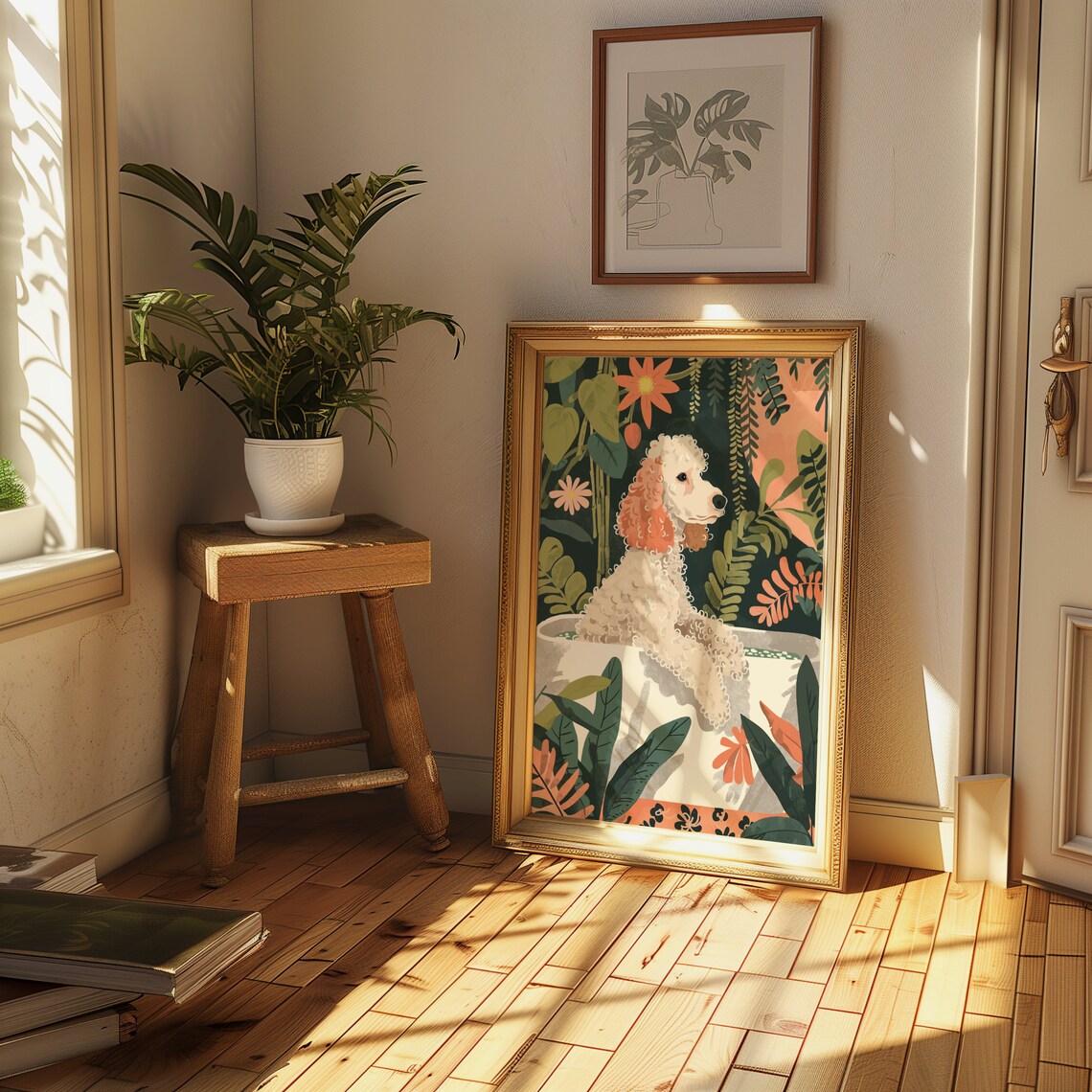 White Standard Poodle Boho Jungle Art Print - Image 2