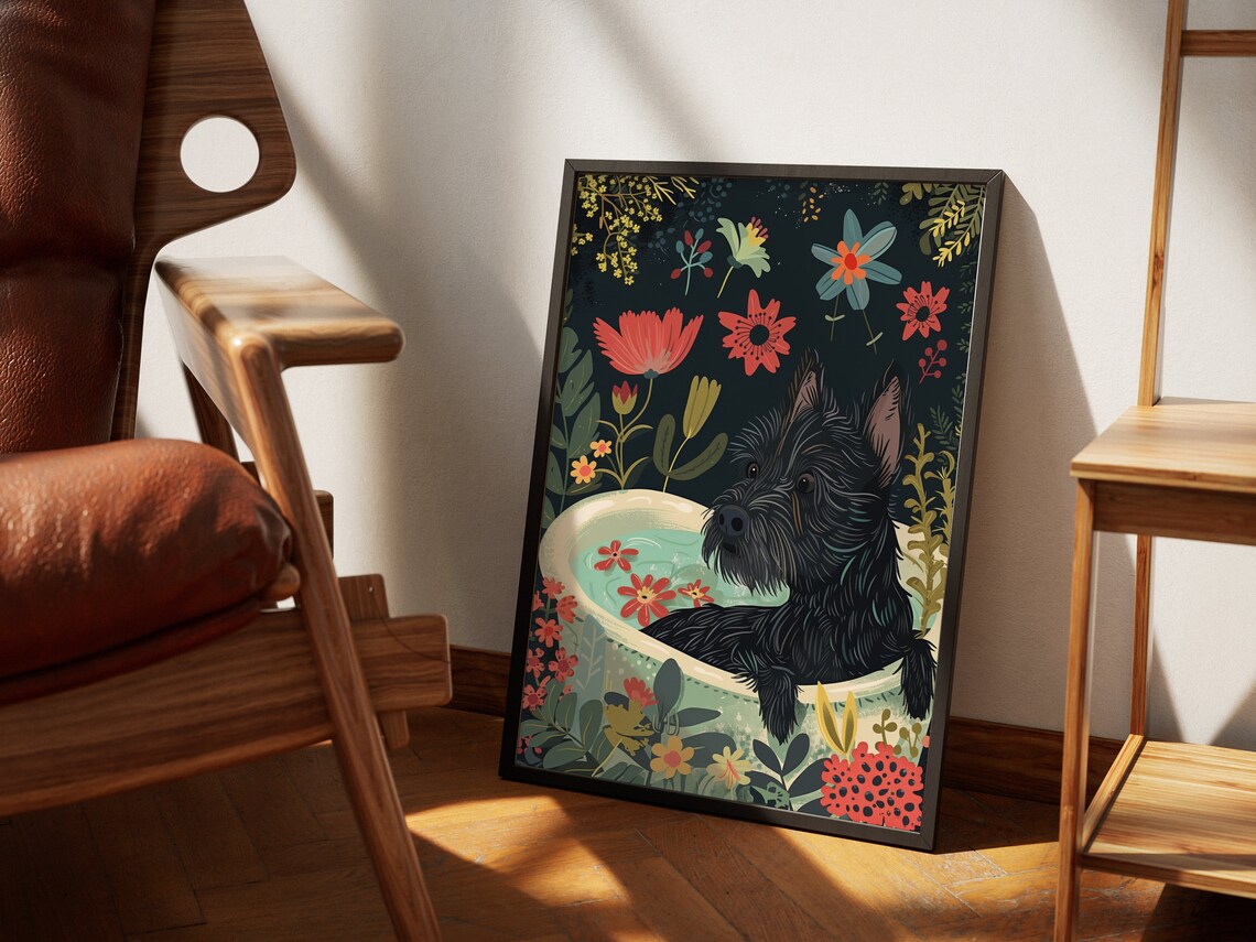 Scottish Terrier Boho Jungle Botanical Art Print - Image 2