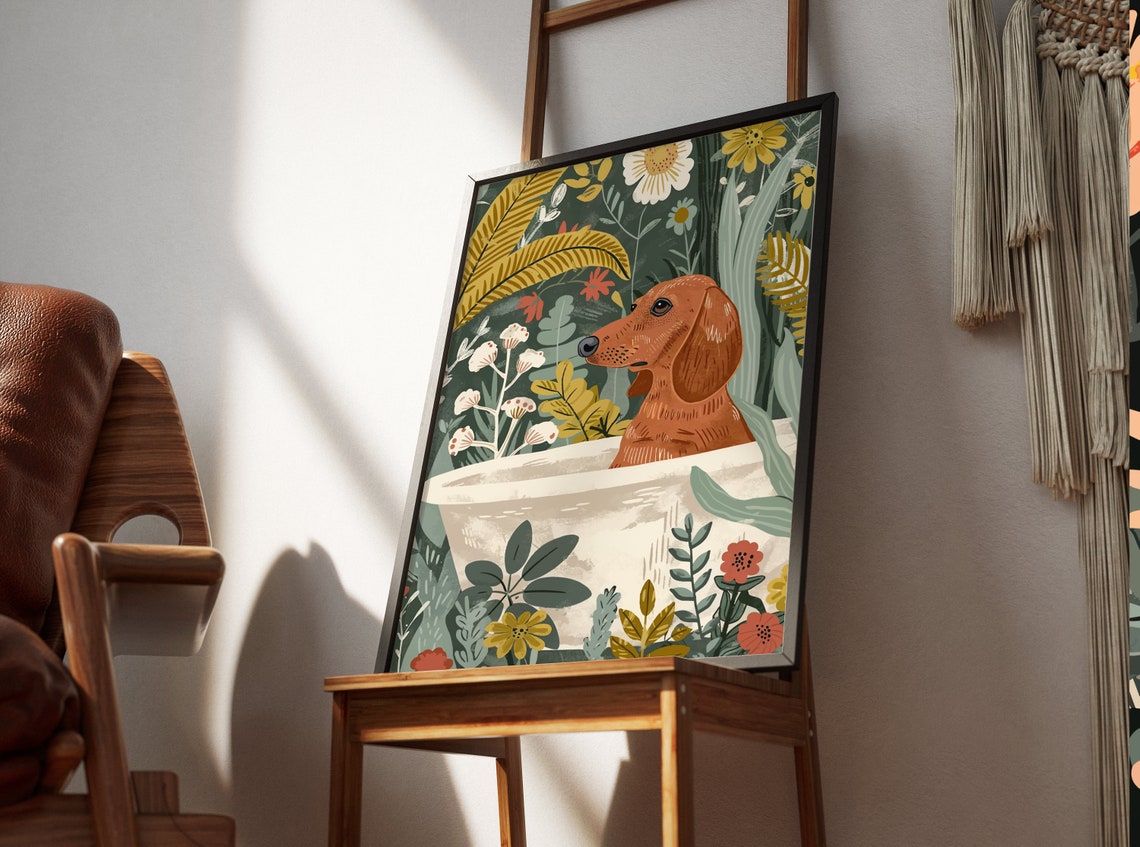 Dachshund Boho Jungle Bathtub Poster - Image 2