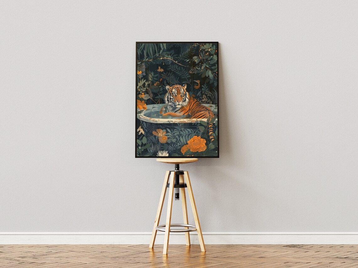 Tiger Boho Jungle Animal Art Print, Balinese Decor - Image 3