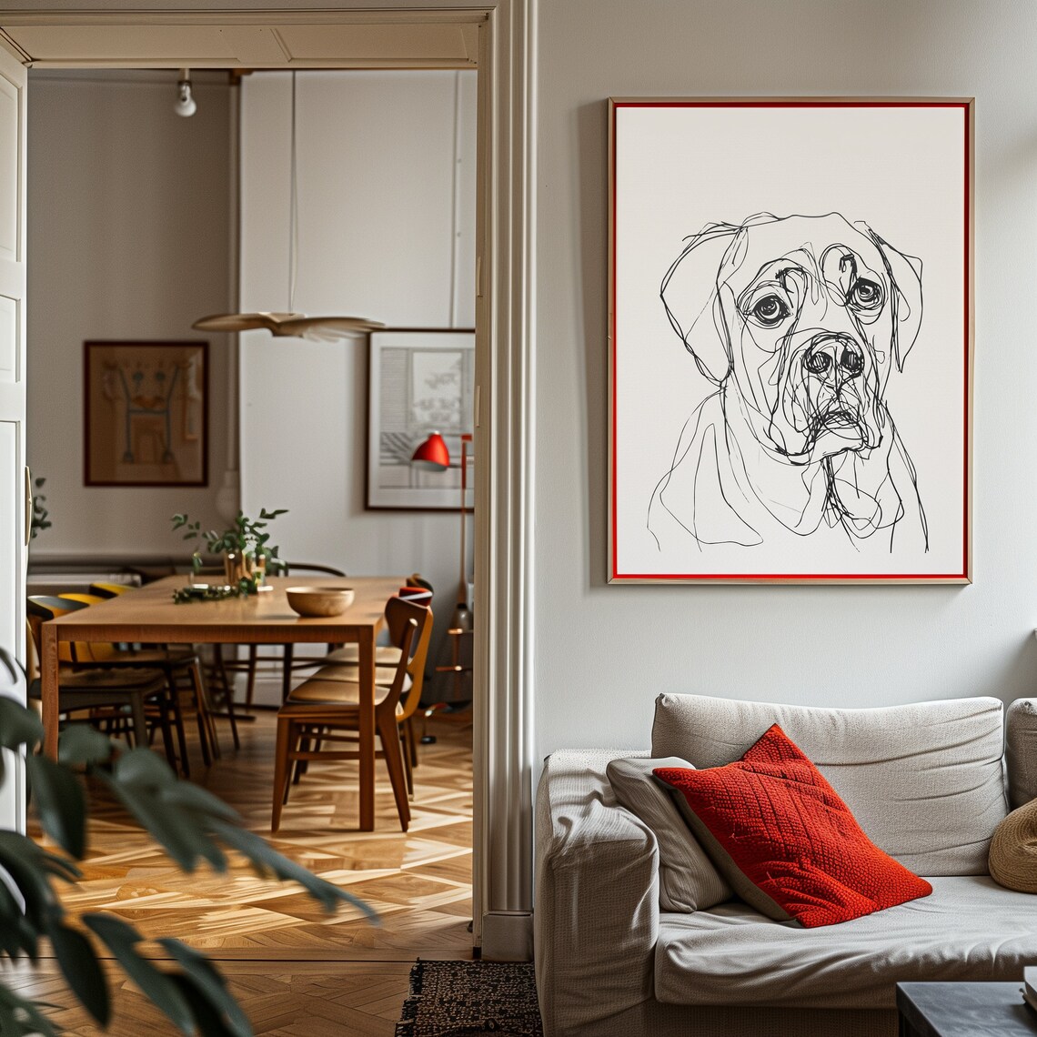 Saint Bernard Head Portrait Expressive Loose Sketch Line Art Poster
